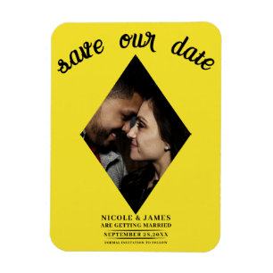 Íman Diamante Amarelo Brilhante Foto Casamento Salvar a