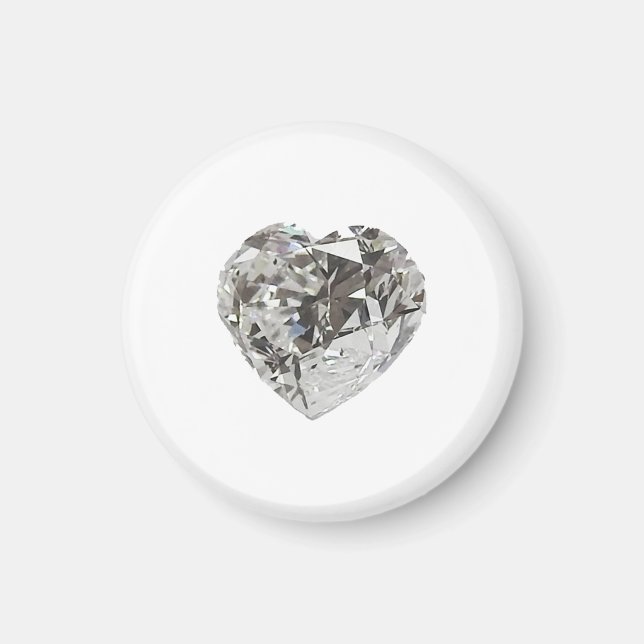 Íman Diamante Brilhante em forma de Coração (Frente)