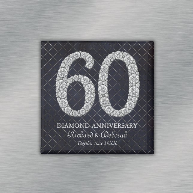 Íman Diamond 60º Aniversário de Casamento (Diamond 60th Wedding Anniversary Keepsake Magnet
)