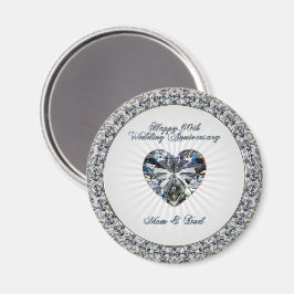 Íman Diamond Heart 60th Wedding Anniversário Magnet