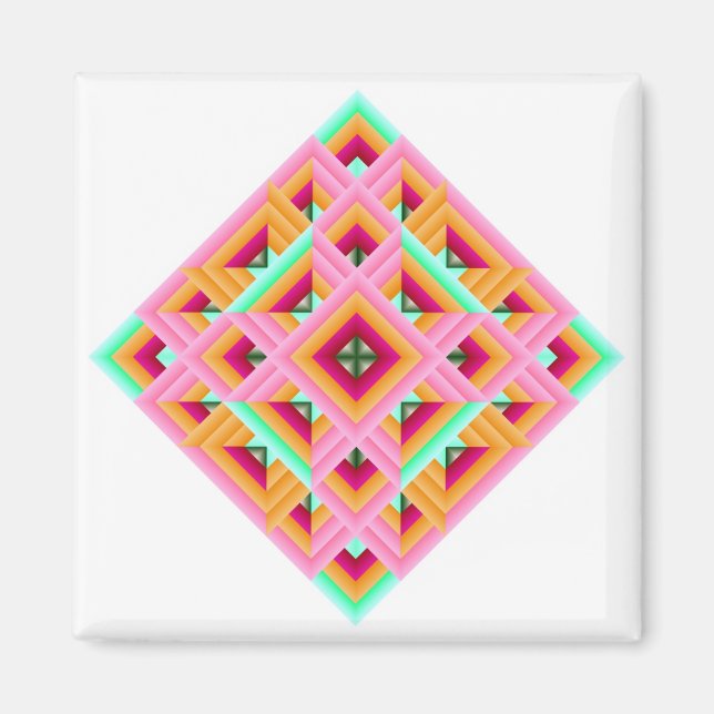 Íman Diamond Quilt em Rosa e Verde (Frente)