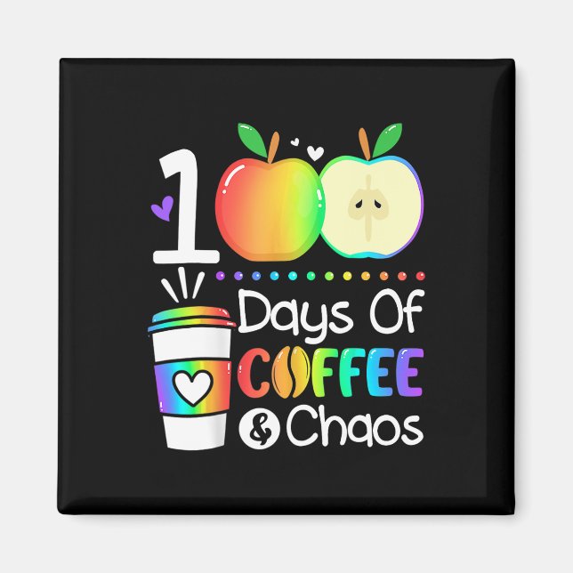 Íman Dias De Café E Caos 100º Dia De Escola Para T (Frente)