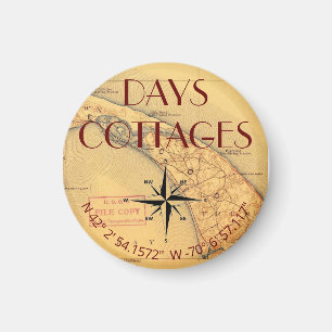 Íman Dias de Cottages Map com Magnet de Coordenadas