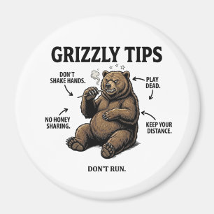 Íman Dicas Divertidas de Sobrevivência com Urso Cinzent