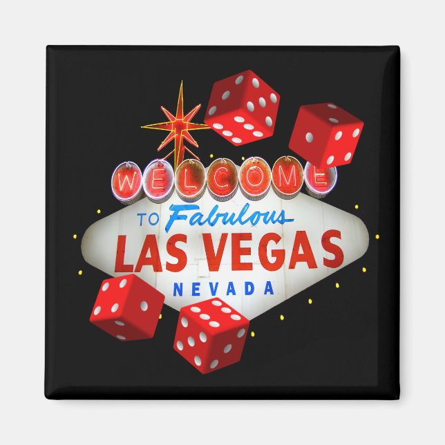 Íman Dice Players Lucky Las Vegas Magnet (Frente)