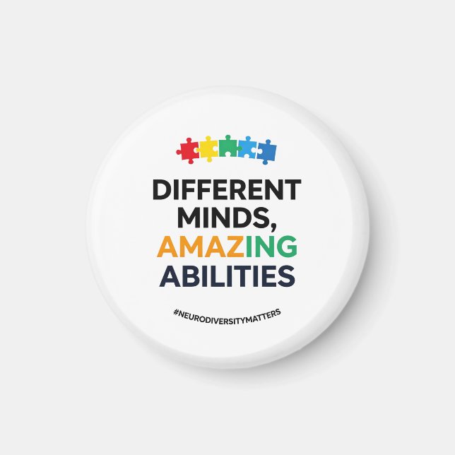Íman Different Minds Amazing Abilities Awareness Art (Frente)