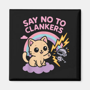 Íman Diga Não aos Clankers Anti-Ai Robôs Gatinho Fofo C