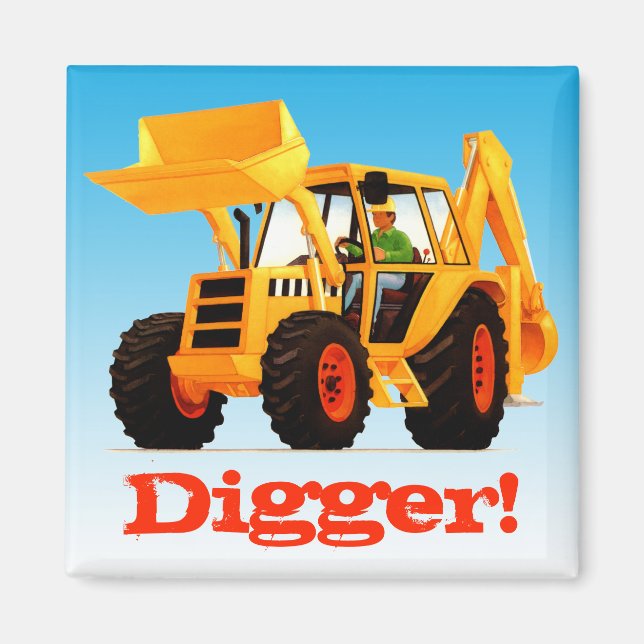 Íman Digger Amarelo de Nome Personalizado (Frente)