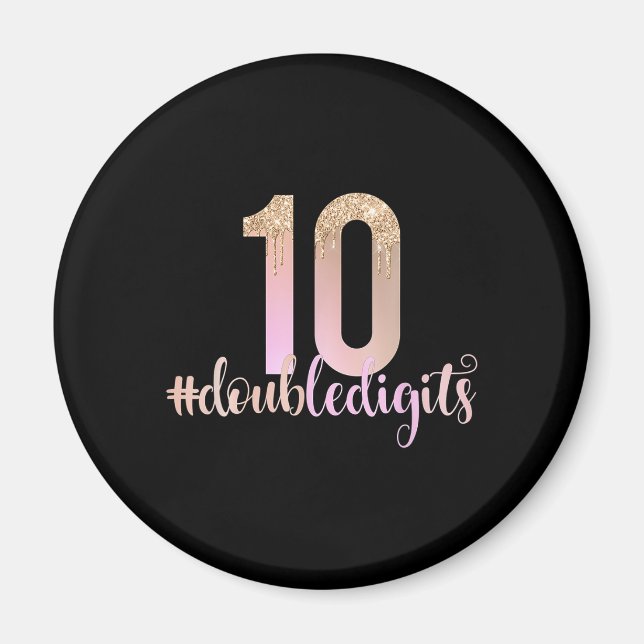 Íman Dígitos duplos de 10º aniversário Meninas Peach Om (Frente)