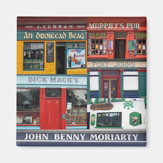 Íman Dingle Pubs Collage, Irish Magnet. Irlanda (Frente)