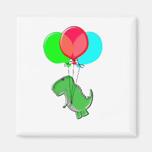 Íman Dino Bonito E Irritado Voando Com Balões De Festas