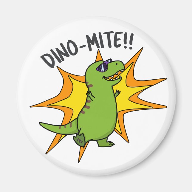 Íman Dino-mite Funny TRex Dinossaur Pun (Frente)
