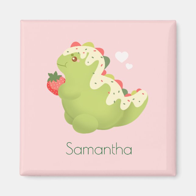 Íman Dinosaur de Matcha de Morango  (Frente)