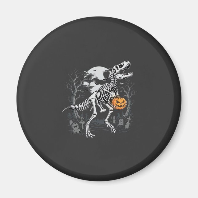 Íman Dinosaur Esqueleto Halloween Abóbora Cemitério Des (Frente)
