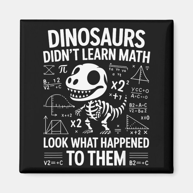 Íman Dinosaurs Didn't Learn Math Funny Math Teacher Stu (Frente)