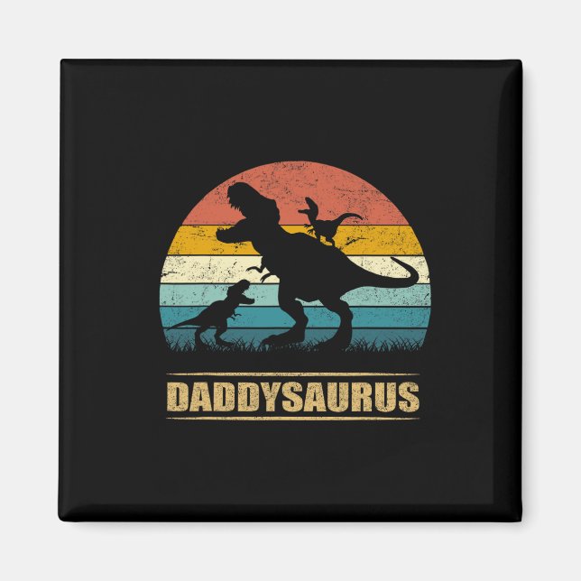 Íman Dinossaur Daddysaurus 2 Duas Crianças Dia de os pa (Frente)