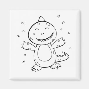 Íman Dinossauro - Animais de Arte Desenhados em Preto e