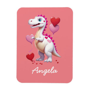 Íman Dinossauro branco de Dia de os namorados