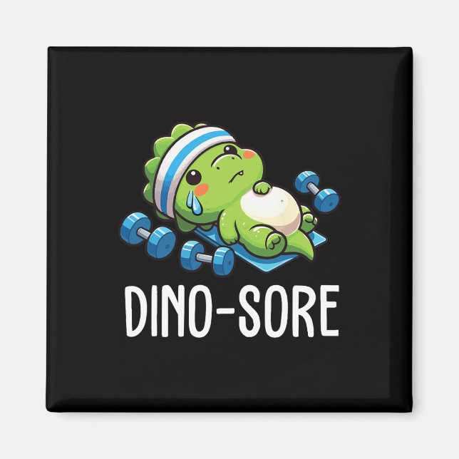 Íman Dinossauro de academia engraçado levantando peso A (Frente)