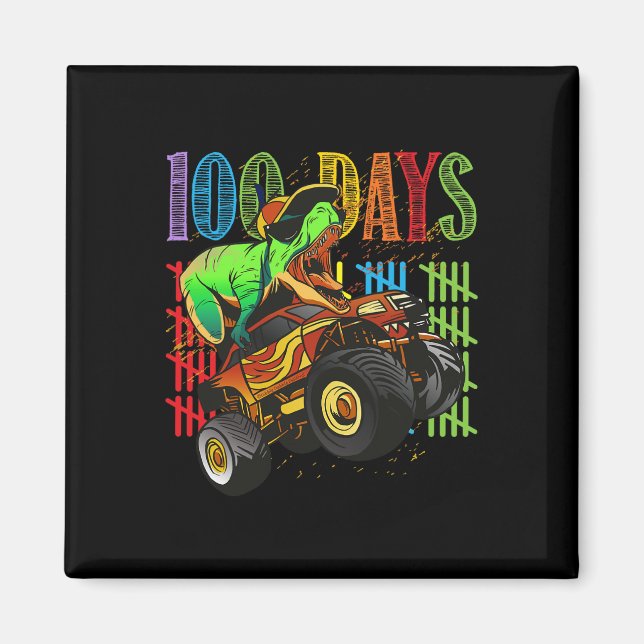Íman Dinossauro Dirigindo Um Caminhão Monstro 100 Dias  (Frente)