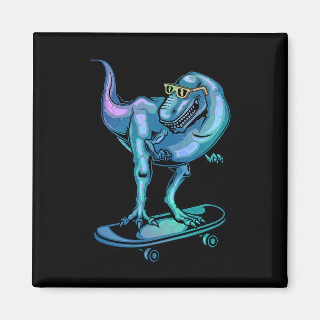 Íman Dinossauro Em Skate Equipamento De Dinossauro Em S (Frente)