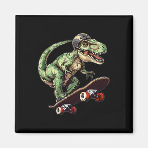 Íman Dinossauro Engraçado T Rex Em Skate Skateboard K