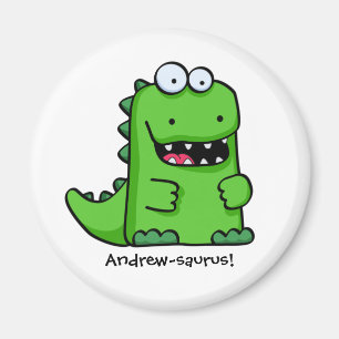 Íman Dinossauro feliz verde bonito
