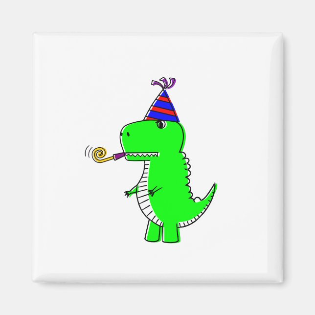 Íman Dinossauro Fofo de Aniversário (Frente)