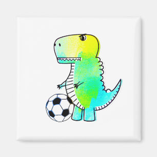 Íman Dinossauro Gelado Adora Futebol Aquarela
