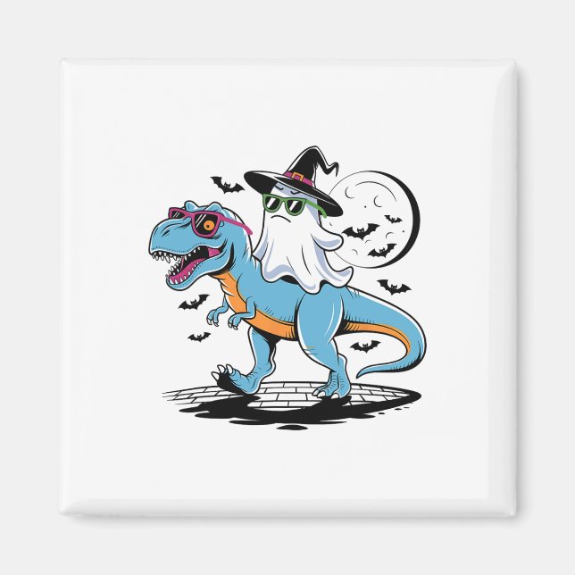 Íman Dinossauro Gótico T Rex E Fantasma Para O Hallowee (Frente)