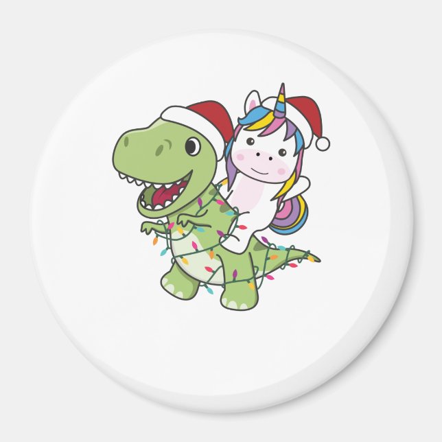 Íman Dinossauro Natal Unicórnio Winter T-Rex Dino (Frente)