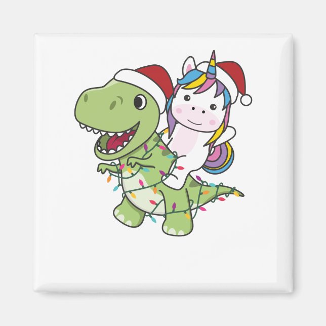 Íman Dinossauro Natal Unicórnio Winter T-Rex Dino (Frente)