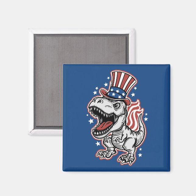 Íman Dinossauro Patriótico Americano (Front/Back)