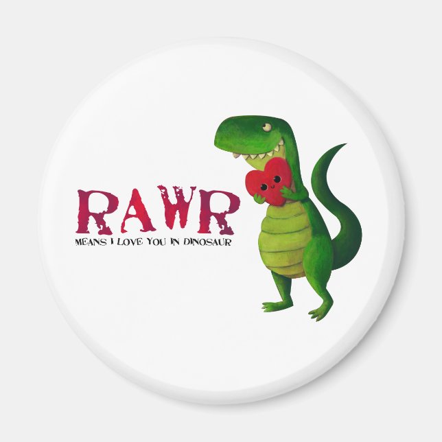 Íman Dinossauro Romântico RAWR T-rex (Frente)