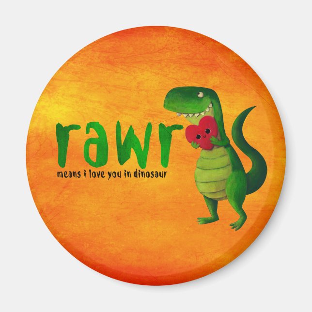 Íman Dinossauro Romântico RAWR T-rex (Frente)