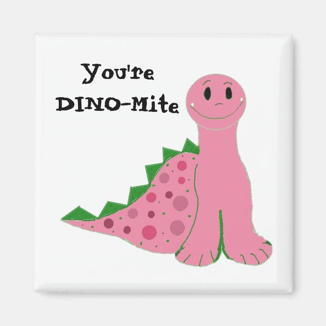 Íman Dinossauro Rosa Fofo (Frente)