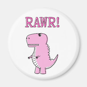 Íman Dinossauro T-Rex, Cartoon Rosa, Bonito E Irritado