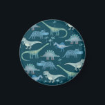 Íman Dinossauro Verde<br><div class="desc">Muitos pequenos dinossauros num fundo verde profundo. Perfeito para paleontólogos. Arte original de Nic Squirrell.</div>