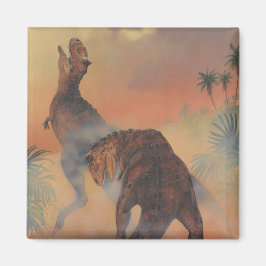 Íman Dinossauros Vintage, Carnotaurus Rugindo na Selva