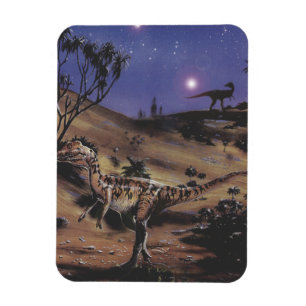 Íman Dinossauros Vintage, Dilophosaurus em uma Noite Es