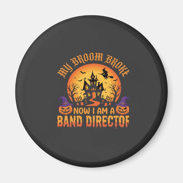 Íman Diretor de Banda de Halloween Vassoura de Bruxa Ca (Frente)