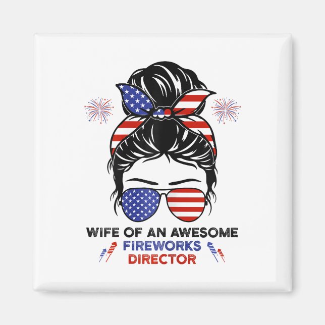 Íman Diretor De Fogos De Esposa - Funny Usa 4 De Julho  (Frente)