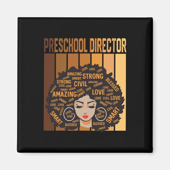 Íman Diretor de Pré-Escola Afro Afro-Americano Negro Se (Frente)