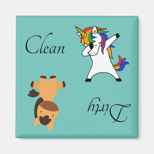 Íman Dirk Clean Dishwasher Magnet Dabbing Unicorn (Frente)