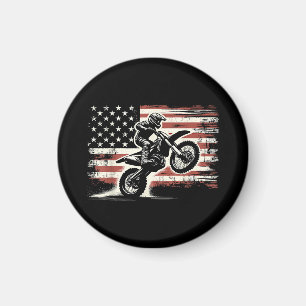 Íman Dirt Bike American Flag Motocross Biker Vintage EU