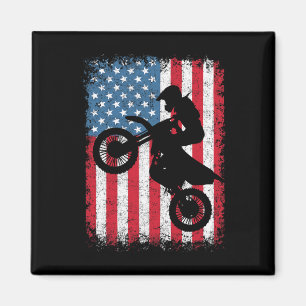 Íman Dirt Bike Motocross Biker American Flag 4th De Jul