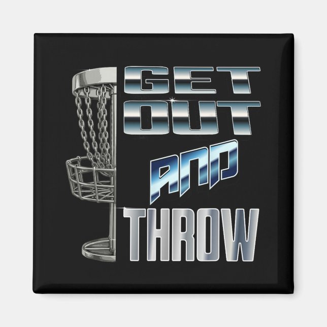 Íman Disc Golf Basket Graphic Get Out And Throw Chrome  (Frente)