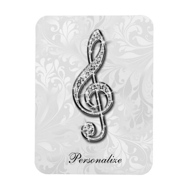 Íman Discagem Personalizada com Nota de Música Floral D (Vertical)