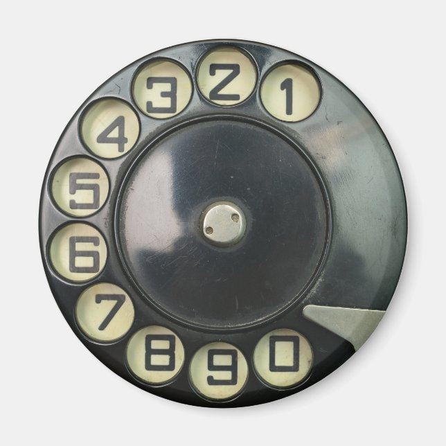 Íman disco de discagem vintage retro número de telefone (Frente)