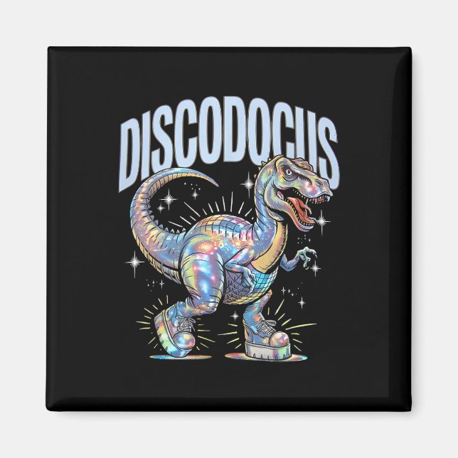 Íman Disco Dinossaur Diplodocus 70s Dino Dancing Funny  (Frente)